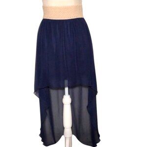 **Bella D Blue High-Low Crochet Skirt with Elastic Band – Size L** -